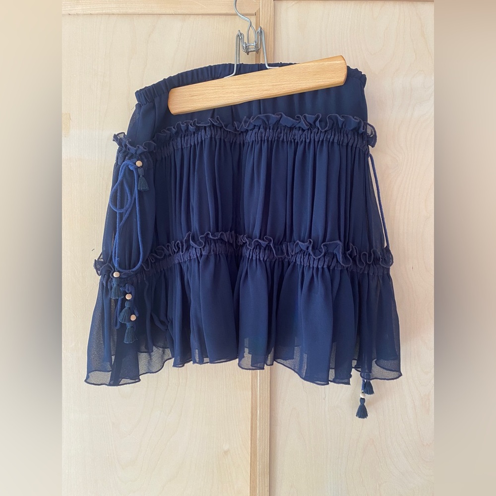 Pretty Pleated See by Chloe Navy Blue Skirt - Size Small